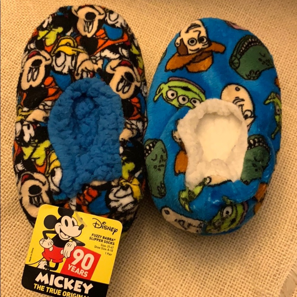 SOLD!!!! Disney slippers 2 pair, Mickey & toy story